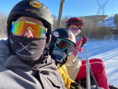 kids and I skiing